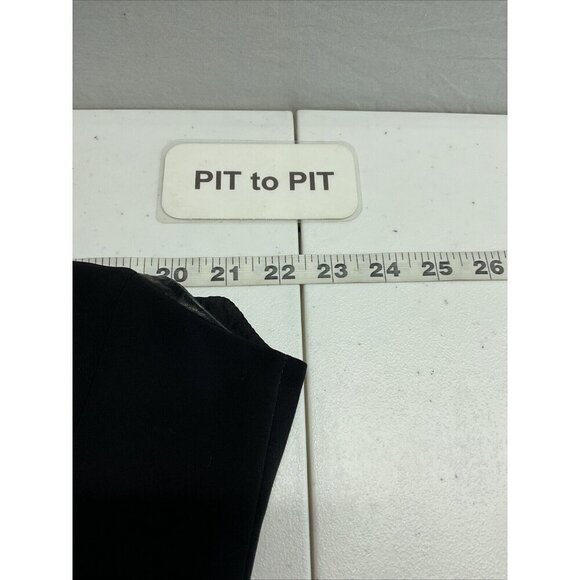 Lafayette 148 New York leather trim Short cap Sleeve Shift Dress Black‎ Size 16 - Picture 6 of 12